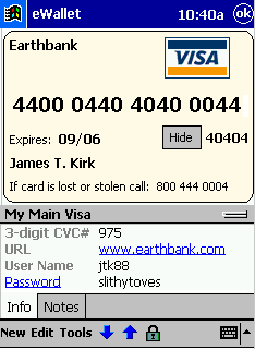 eWallet for Pocket PCs